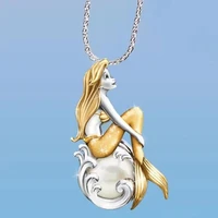 mermaid women pendant necklaces fish choker goddess of the sea chain necklace girls party jewelry gifts