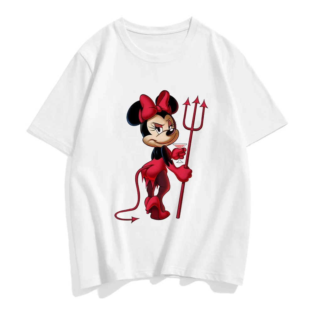 New Minnie Mouse T Shirt Women Kawaii Top Cartoon Graphic Tees Funny Harajuku Disney T-shirt Unisex Fashion Tshirt Female