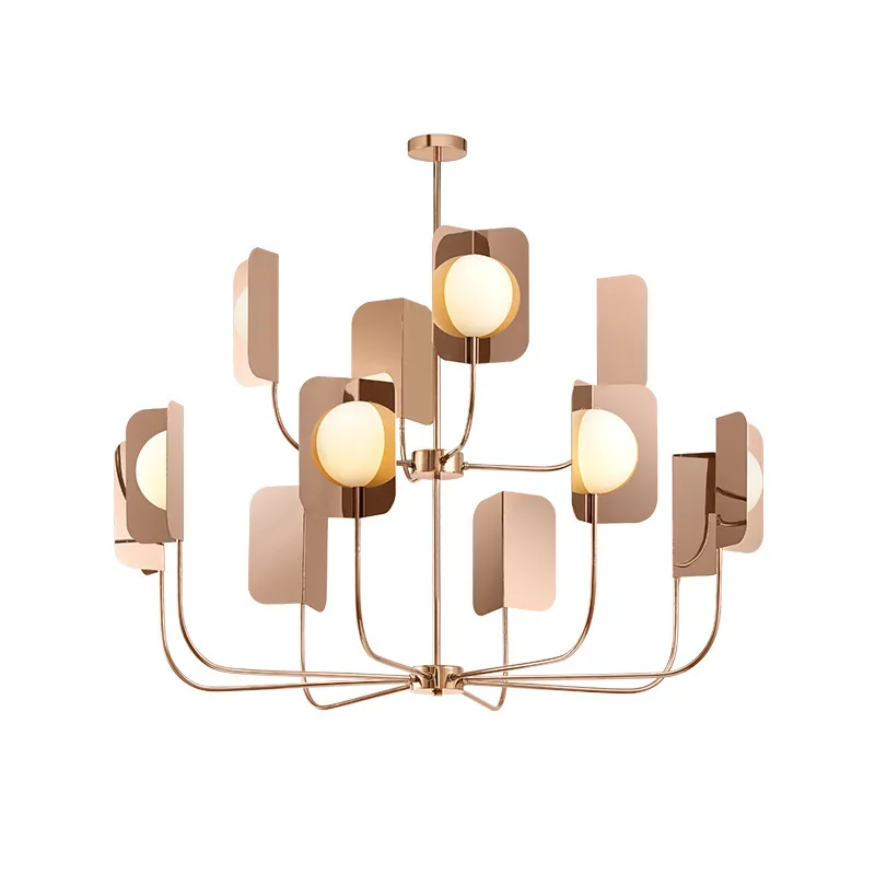Роскошная позолоченная розовая люстра в скандинавском стиле из нержавеющей