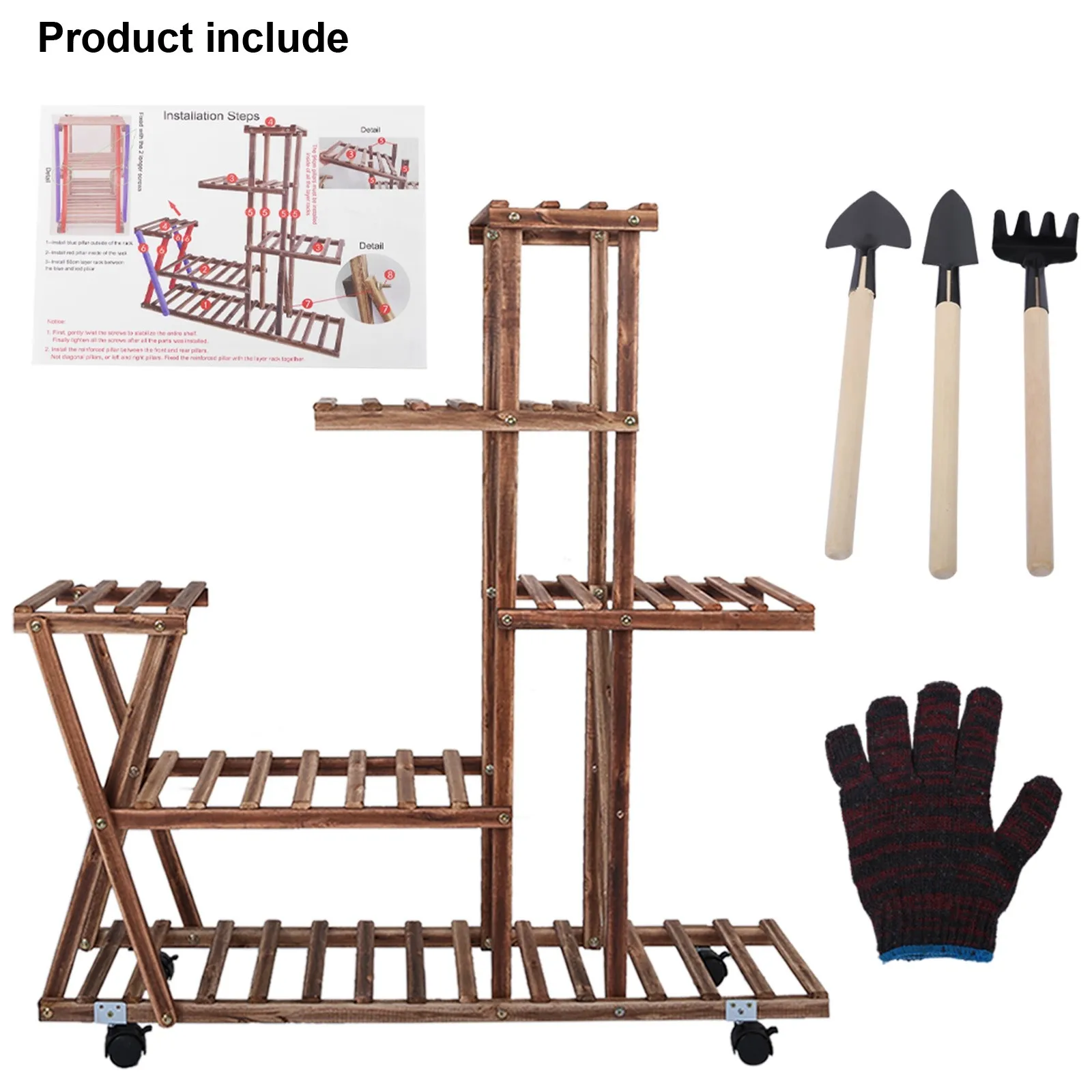 

5 Tier Wooden Plant Stand Shelf Flower Pot Holder Display with Wheels Multi-Shelvings Garden Flower Plant Stand Rack[US-Stock]