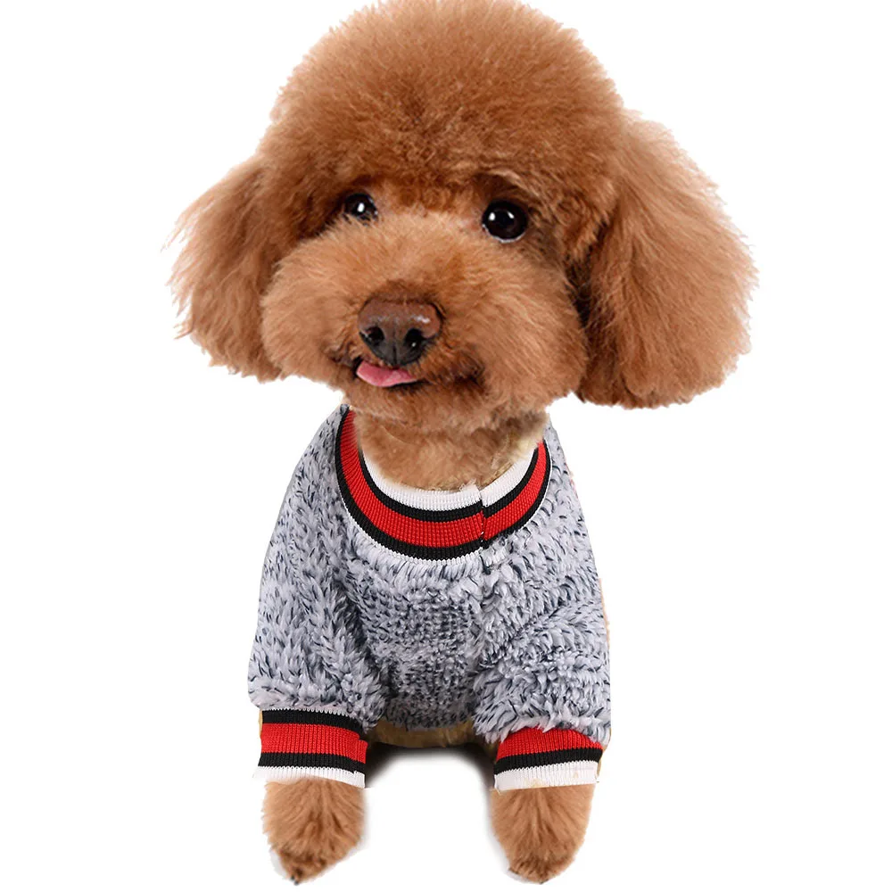 Мягкая Плюшевая зимняя одежда для собак и кошек маленьких чихуахуа свитер костюм