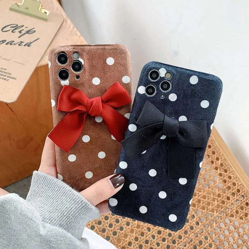 

Christmas gift cover For Apple iPhone11 Max Plush ribbon bow cases For Apple Iphone 6 7 8 Plus With Mobile phone