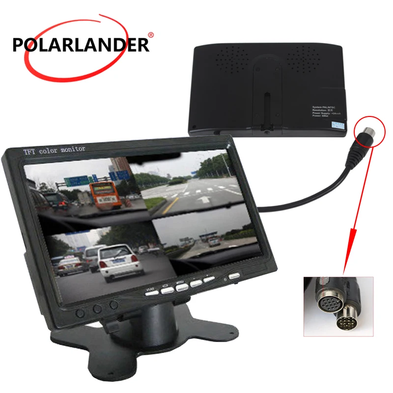 Автомобильный видеомонитор Polarlander для передней и боковой камеры заднего вида