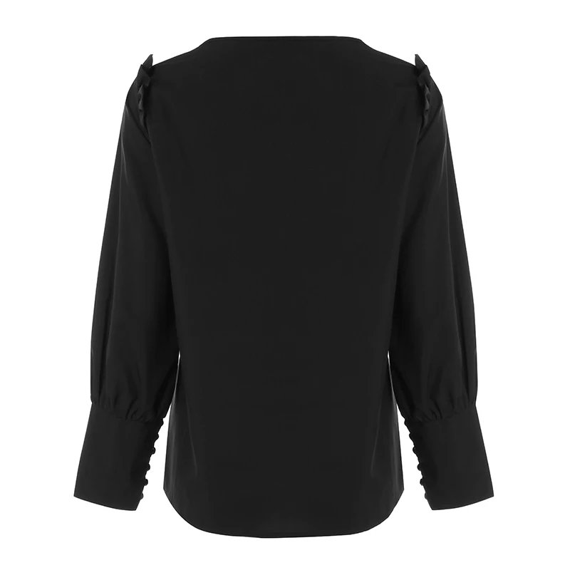 Autumn Women Shirts Blouses Celmia Sexy V Neck Long Sleeve Casual Solid Ruffled Tunic Top Button Plus Size Blusas Femininas