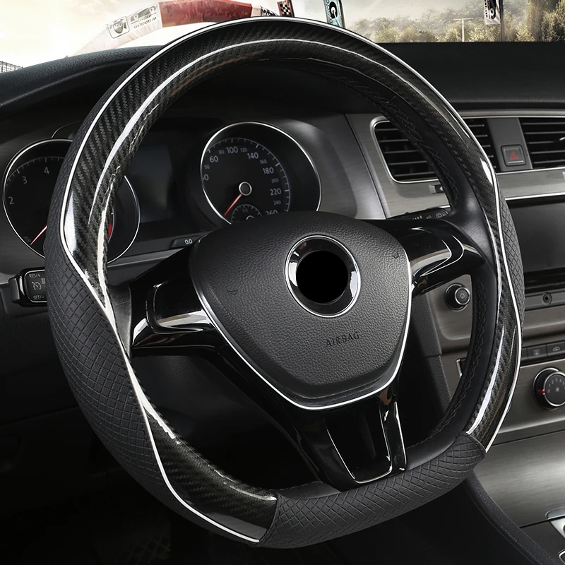 D-образный чехол на руль из углеродного волокна для VW GOLF 7 POLO JATTA Suzuki Swift Nissan Rogue