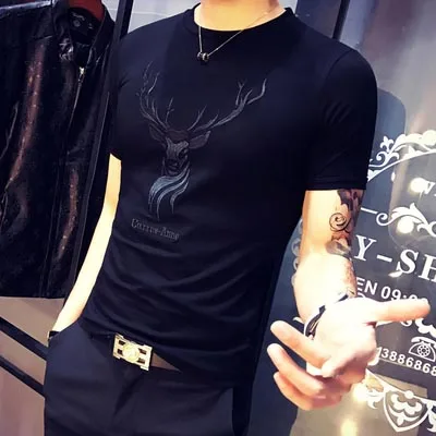 

2019 summer new lapel cotton trend handsome slim men's short-sleeved t-shirt