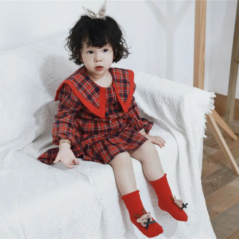 Милые детские рождественские чулки хлопковые махровые носки с Санта Клаусом