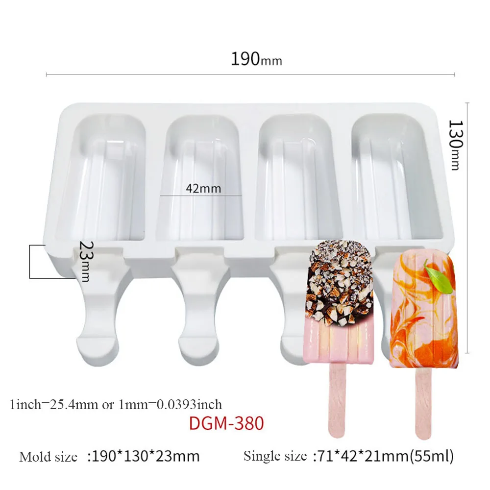 

4 Cell Silicone Ice Cream Mold Popsicle Molds with Lid DIY Homemade Ice Lolly Mold Ice Cream Popsicle Ice Pop Maker Mould