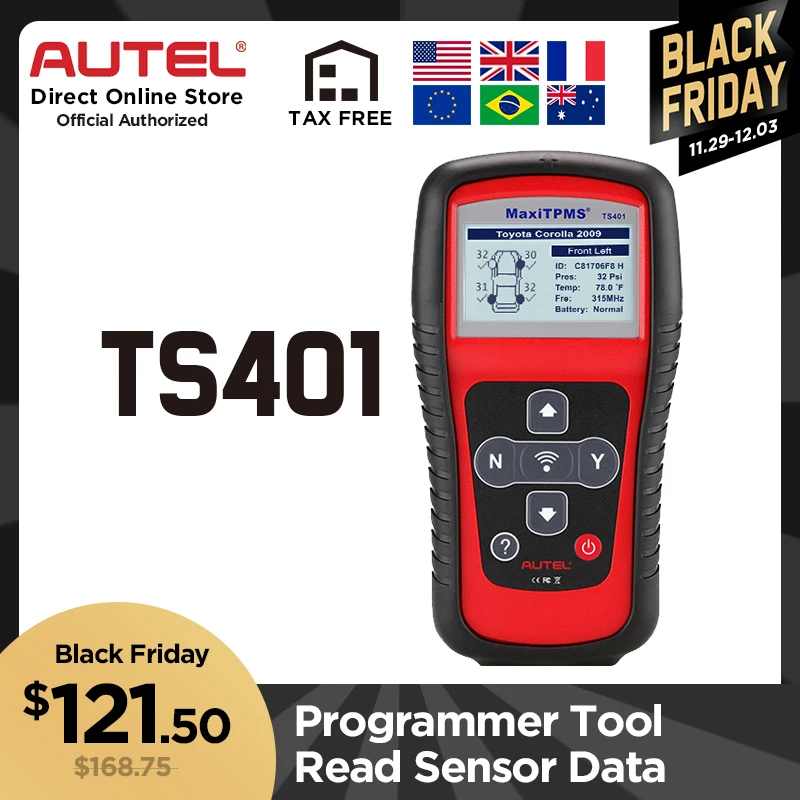 AUTEL MaxiTPMS TS401 TPMS OBD2 автомобильный программируемый шиномонтажный датчик активатор декодер код ридер автомобильный диагностический инструмент