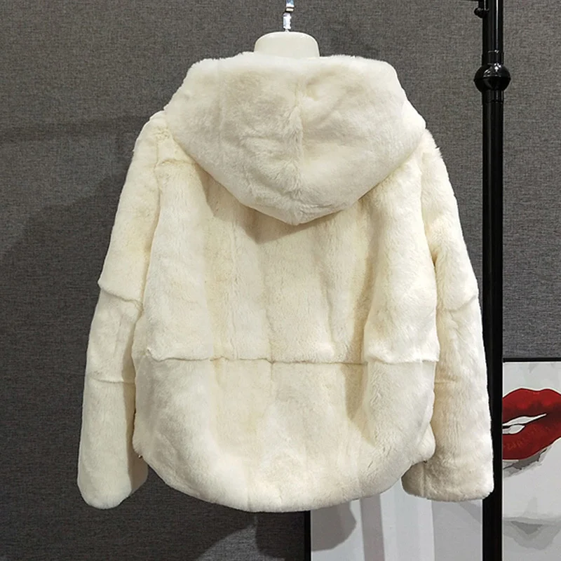 

SHZQ Новая женская шуба из натурального меха, женская шуба из овчины с капюшоном и меховым воротником, женские куртки, верхняя одежда