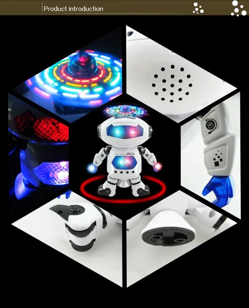 [Funny] Multi-function Stunt Kid robot Superhero Dance Electric Rotating dancing Robot With Light Music Musical Toy baby gift | Игрушки и