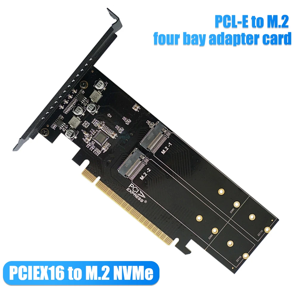 

PCIe to M2 Adapter Card PCIe X16 4 port M2 NVME M Key SSD converter M.2 PCI express X16 adapter VROC RAID Expansion Card