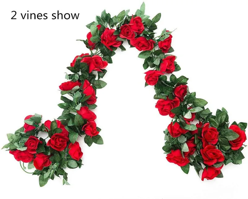 

2 Pack (16FT) Artificial Rose Vine Flowers Plants Fake Flower Vine for Wedding Home Party Garden Craft Art Decor