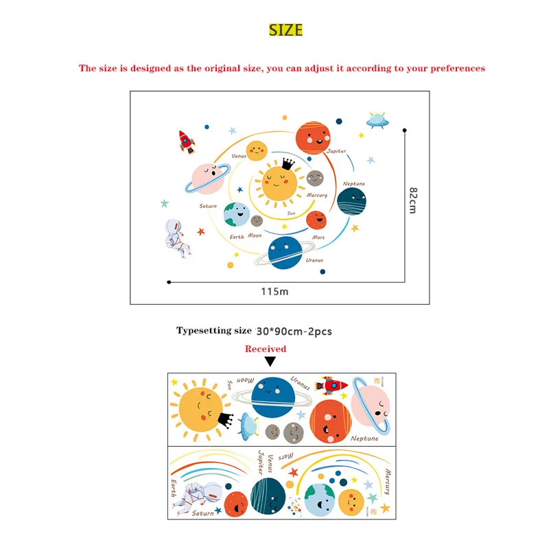 Настенные стикеры с солнечной системой наклейки для детской комнаты звезд