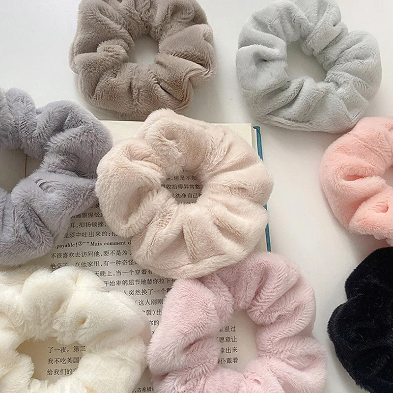 

Winter Warm Fur Soft Rubber Bands Hair Ties Elastic Plush Hair Ring Hair Rope Headdress Hair Accessories 2021 Scrunchies Women