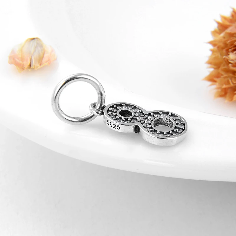 Модные бусины lucky Number 8 из стерлингового серебра 2019 пробы для изготовления