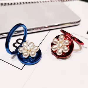 mobile phone holder rotating universal pearl flower round holder iphone huawei redmi samsung mobile phone ring holder free global shipping