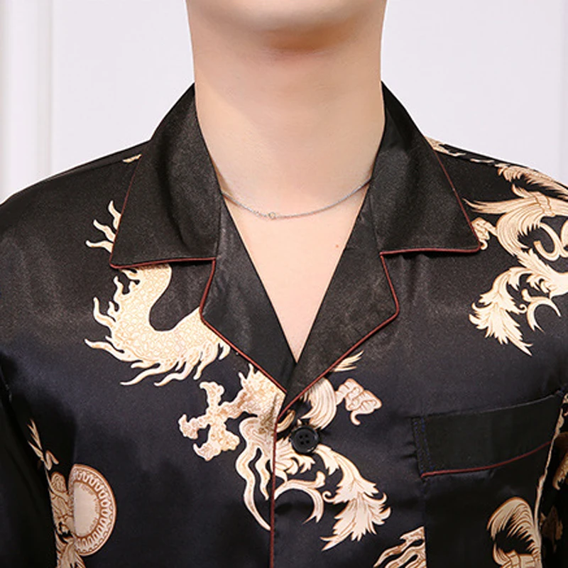 Мужская рубашка с длинным рукавом и брюки из вискозы 2 шт.|Наборы халатов| |