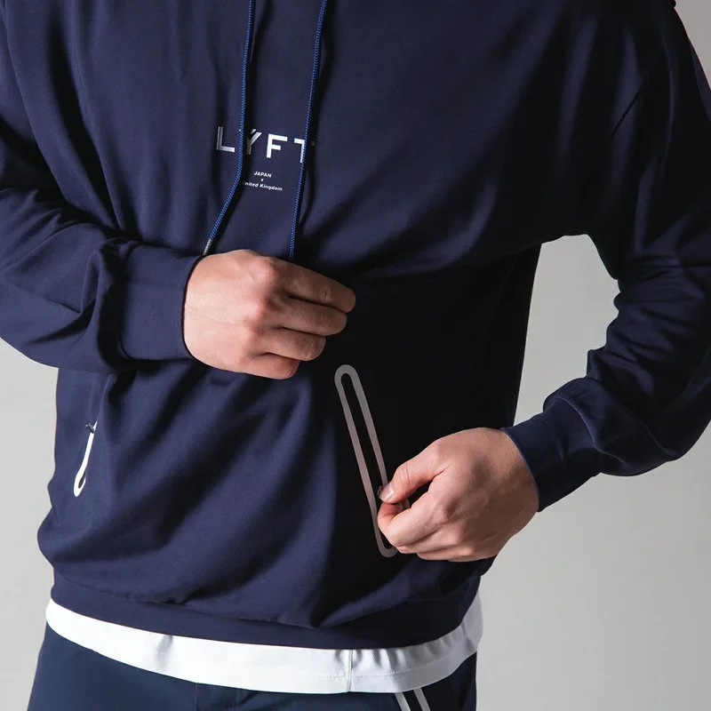 

Male cotton high quality hoodie Sports Style Fitness Training Clothes 2020 New Men's Zip Pocket Long Sleeve Hooded Pullover
