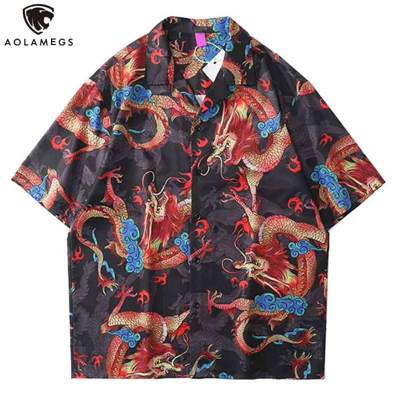 

Aolamegs Tie-dyed Shirts Men Hit Color Short Sleeve Shirts For Men Hip Hop High Street Streetwear Summer Casual Harajuku Shirts