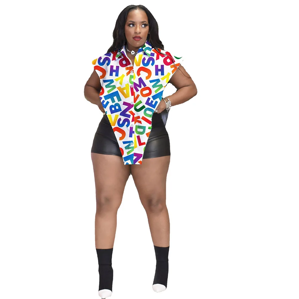 S 5XL сексуальная клубная рубашка с буквенным принтом без рукавов отложной