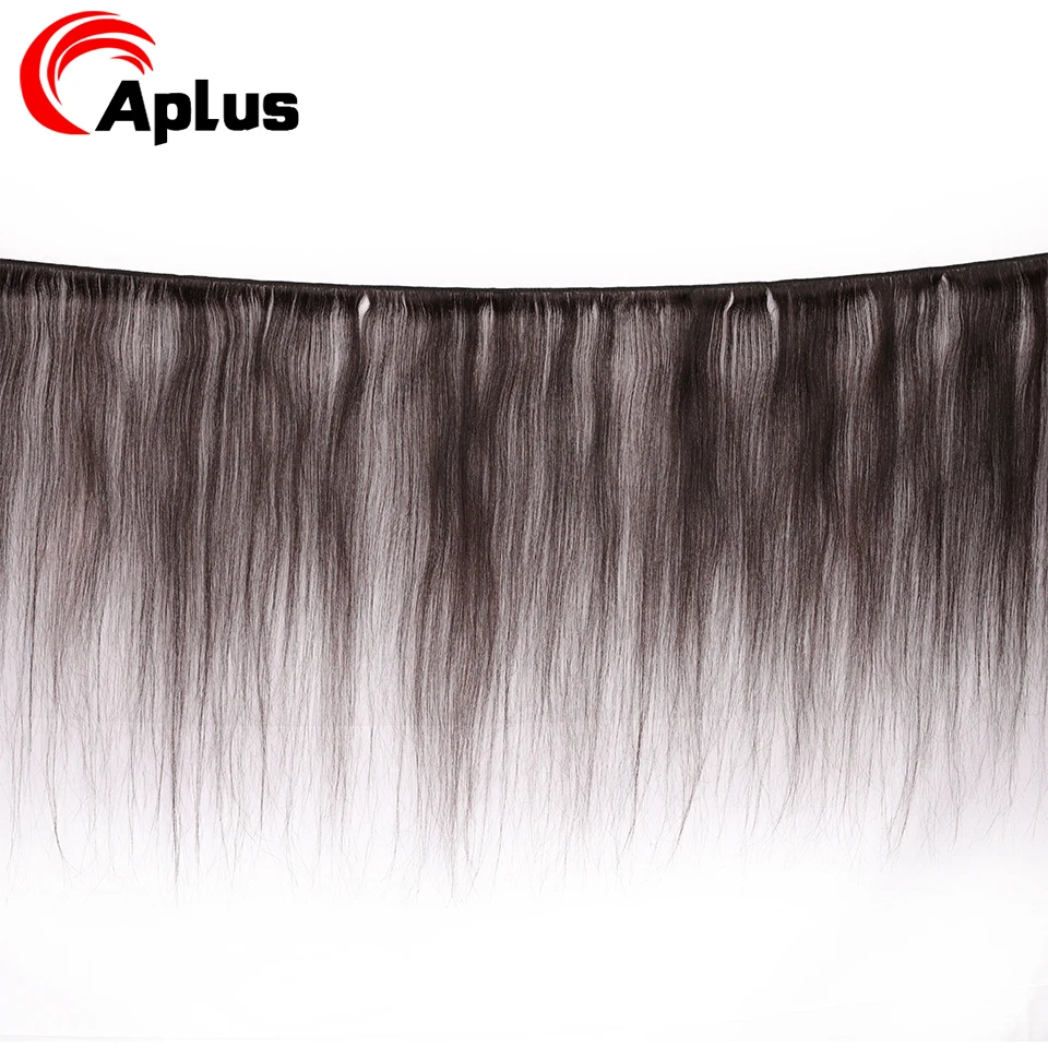Aplus волосы прямые человеческие 3 пучка с закрытием индийские пучки волос 4x4