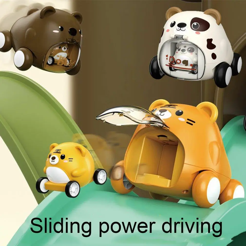 

2 In 1 Cute Pull Back Vehicles Inertia Pet Ejection Car Diecasts Toy Vehicles Tiger Toys for Boy Miniature Play Models Xmas Gift