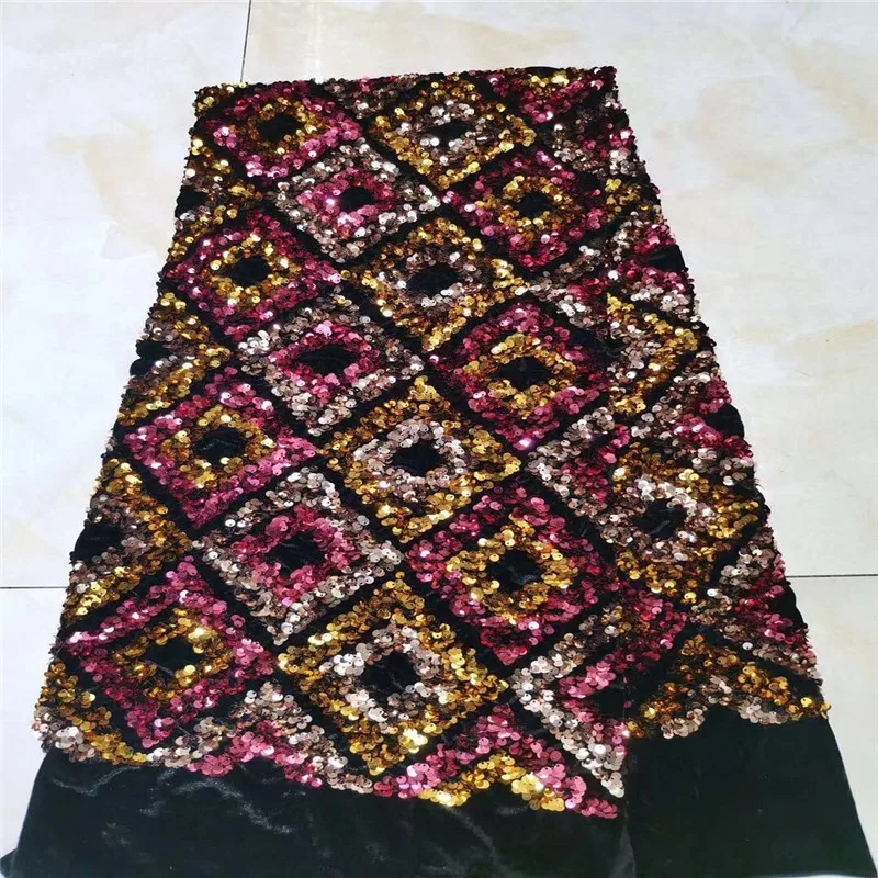 Бархатная кружевная ткань с блестками 2019 высококачественное Африканское