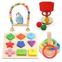 1set set bird basketball toy bird swing chewing training toys small parrot hammock parrot cage bell perch toys hanging toys set