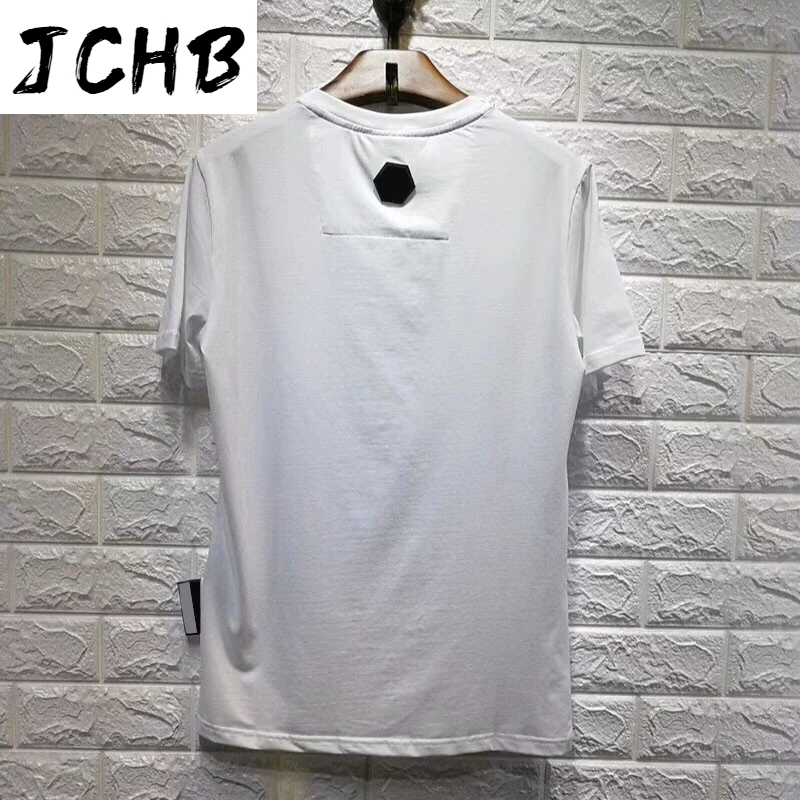 

O-Neck Fashion New 100% Cotton PP SKULL 3D Diamond Street Gothic Style Plein Short Sleeve T-Shirt Men's Tops