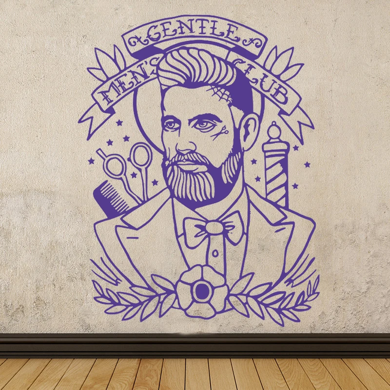 

Gentleman Barber Wall Stickers Decoration Hair Men's Club Vinyl Decals Beauty Salon Decor Style Hairdresser Window Poster HQ1001