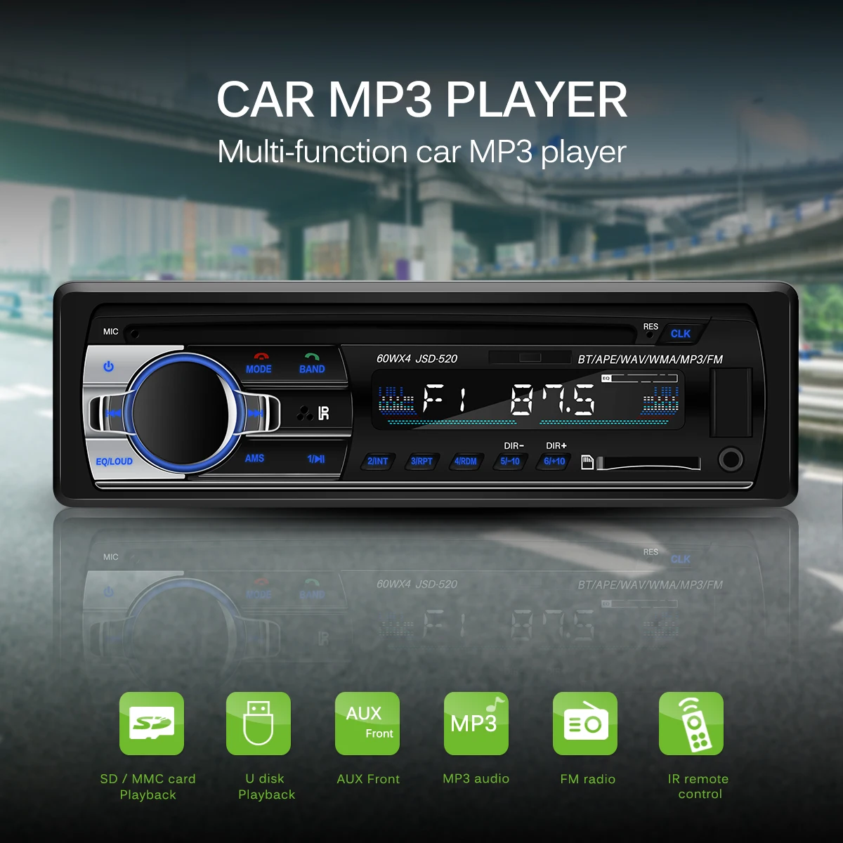 Беспроводной приемник 12 В постоянного тока Плата декодера Mp3 автомобильный FM