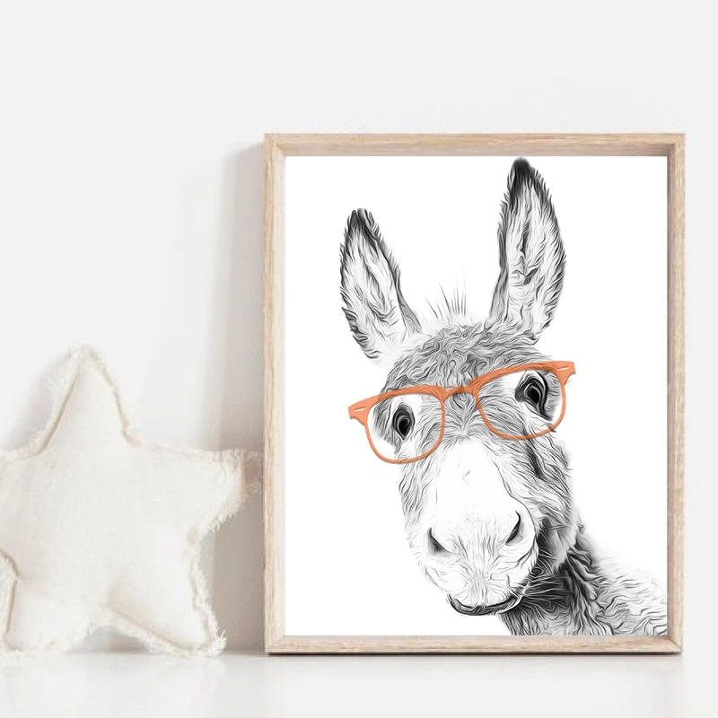 Художественный постер на холсте с изображением фермы осла детская комната
