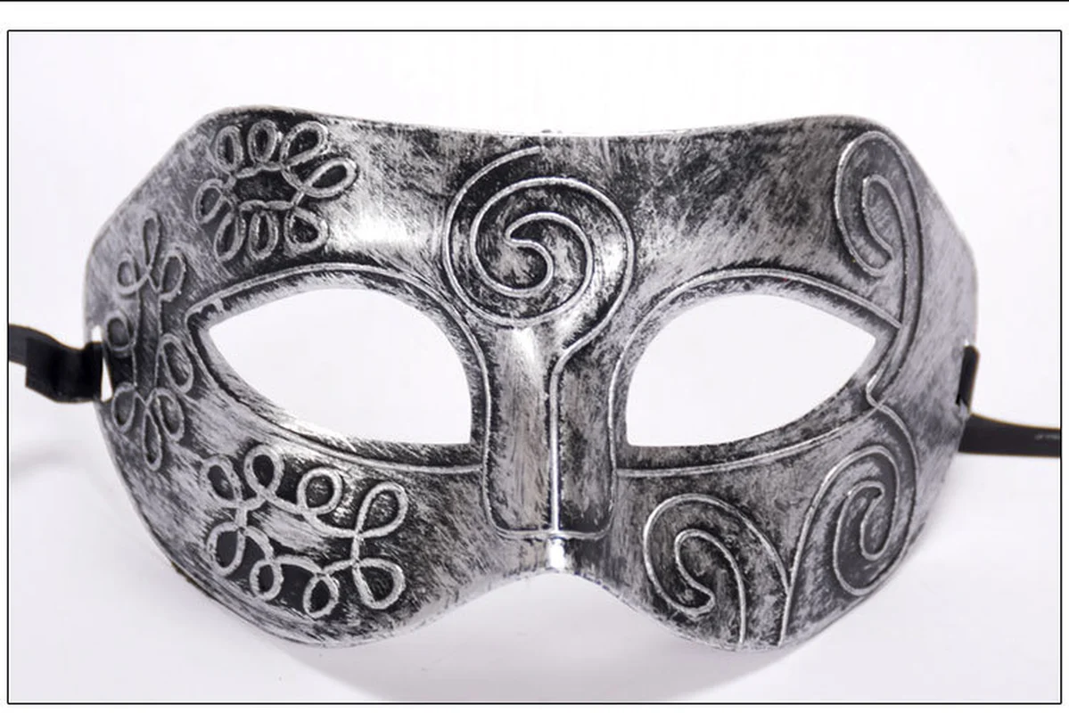 

Мужская полумаска самурая в римском стиле на Хэллоуин, резная Венецианская маска на половину лица с плоской головкой, маска для маскарада, к...