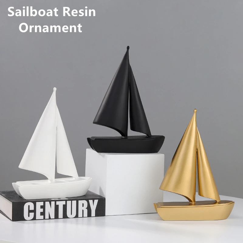 

Sailboat Shape Miniatures Statue Living Room Bull Sculpture TV Cabinet Ornament Resin Crafts Abstract Figurine Home Decoration