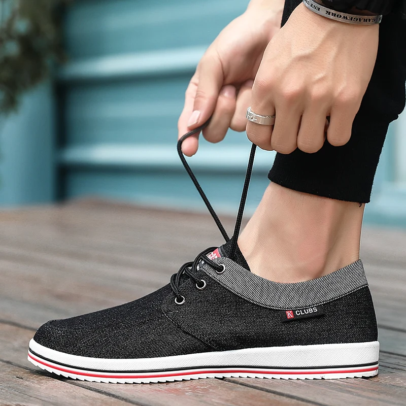 Новая мужская повседневная обувь Летняя парусиновая Обувь На Шнуровке удобная