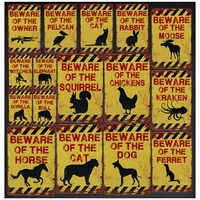 beware of the dog cat vintage plaque plates bar tin sign wall decor medal painting art iron poster metal sign stickets