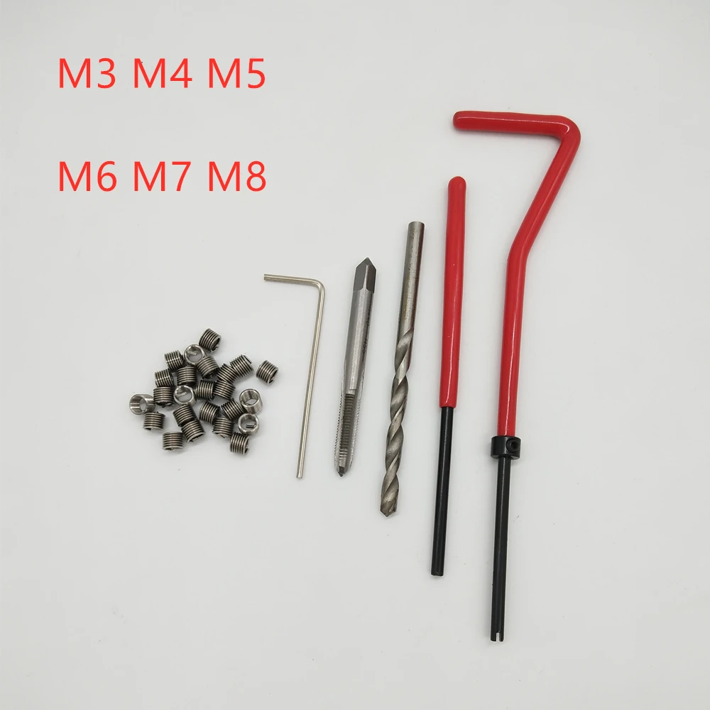 Herramienta de taladro de bobina profesional para coche, Kit de inserción de reparación de hilo Métrico para Helicoil, herramientas de reparación de automóviles, palanca gruesa, M3, M4, M5, M6, M7 y M8