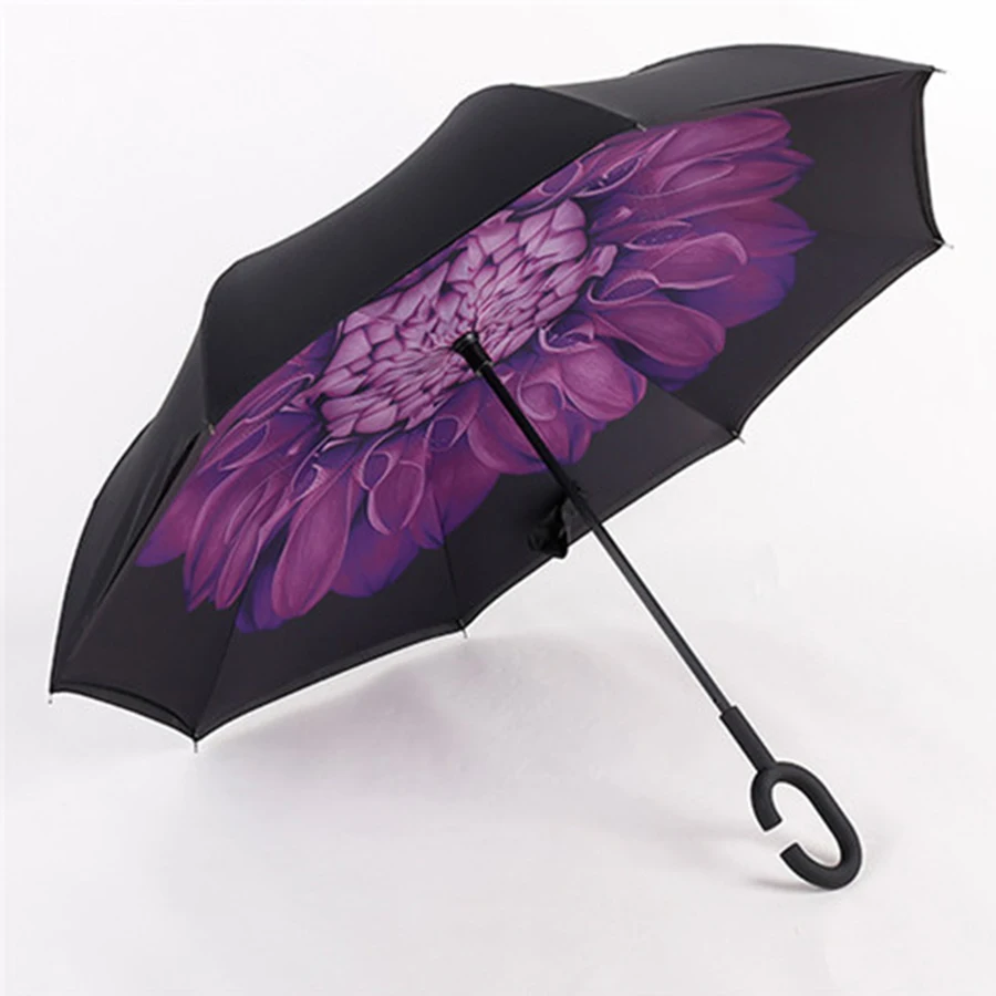 Woman Small Fresh Folding Umbrella Long Handle Clear Umbrellas Flower Zont Colorful Regenschirm Wedding Parasol 5U | Дом и сад