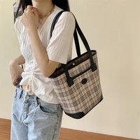 vintage plaid handbags women shopping daily handbag travel simple pu armpit shoulder bag versatile bag