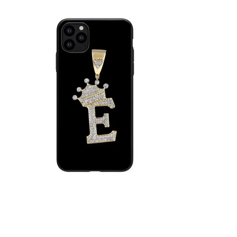 

Initial Letter A Z Crown gold Phone Case For iphone 5s 6 7 8 11 12 plus xsmax xr pro mini se Cover Fundas Coque