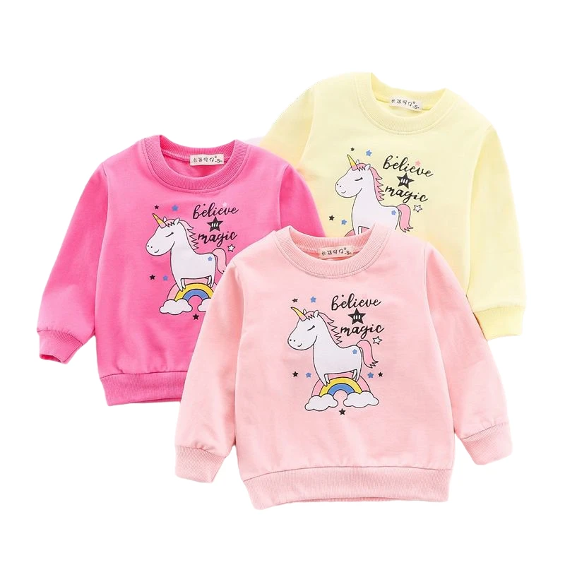 2021 Children's Top Full Long Sleeve Clothes Kids Boy Girl Clothing Print Cartoon Child Unicorn Fashion Sweatshirt Spring Autumn