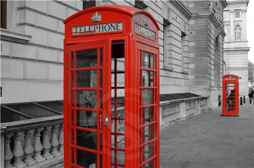 

New Arrive London Red telephone boxes Canvas Fabric Cloth Poster Customized 27x40 Cm Room Wall Posters As Gift #-,EW822