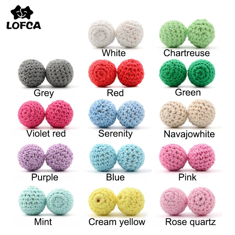 16mm Wooden Crochet Beads - Pack of 10 for DIY Necklace, Pacifier Chain, Teething Knitting - LOFCA Baby Colorful Beads for Baby Teethers image 2