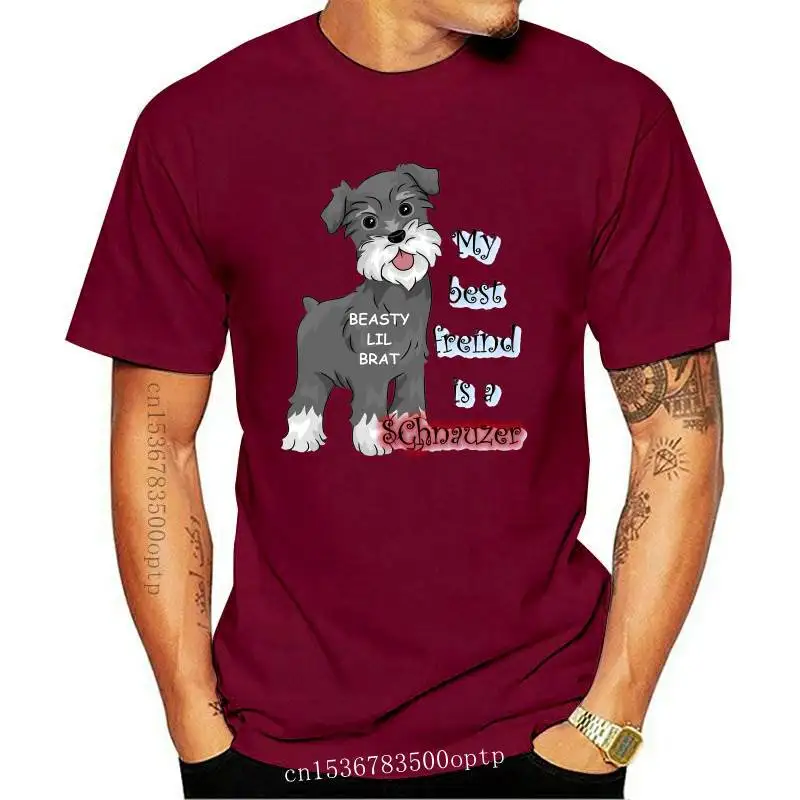 

Новинка, футболка My best friend is a Schnauzer с принтом, летняя модная женская футболка, милые повседневные топы для девочек, модная женская футболка ...
