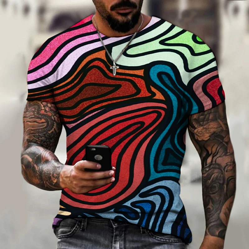 Мужская летняя футболка с коротким рукавом и 3D-принтом | одежда