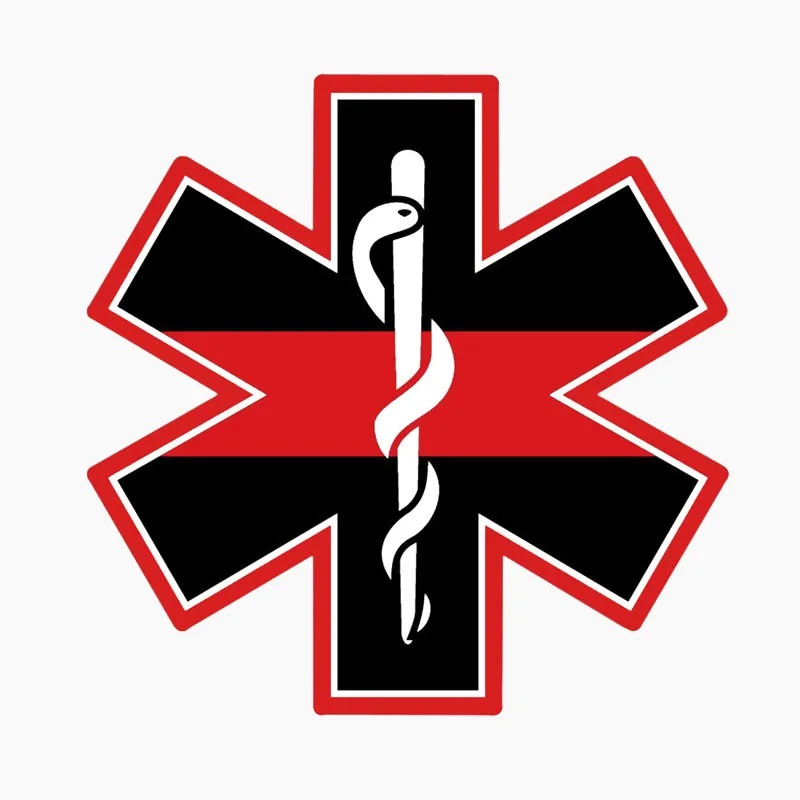 

Funny EMT Cross Red Line Hard Hat Car Stickers Waterproof Bumper Boot Decals PVC 12cm X 12cm