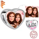 Бусина для браслета BELAWANG, с розовым сердцем, 925 пробы, серебро, мама