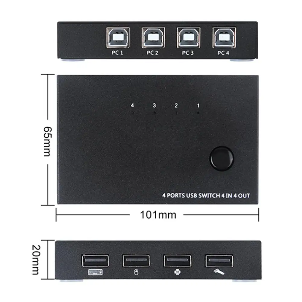 

USB 2.0 Hub 4 Ports Sharing Switch USB Peripheral Switcher Adapter Box Hub 4 PCs Share 1 USB Device For Printer Scanner