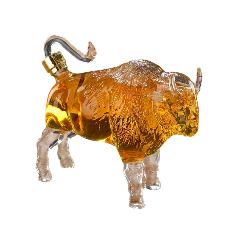 

750ml yak shaped animal lead-free glass wine decanter Hand Blown barware whiskey decanters for Liquor Scotch Bourbon